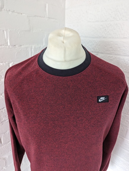Nike Crew Neck Sweatshirt - Size M - Burgundy - Cotton - P2P 22" - Picture 2 of 7